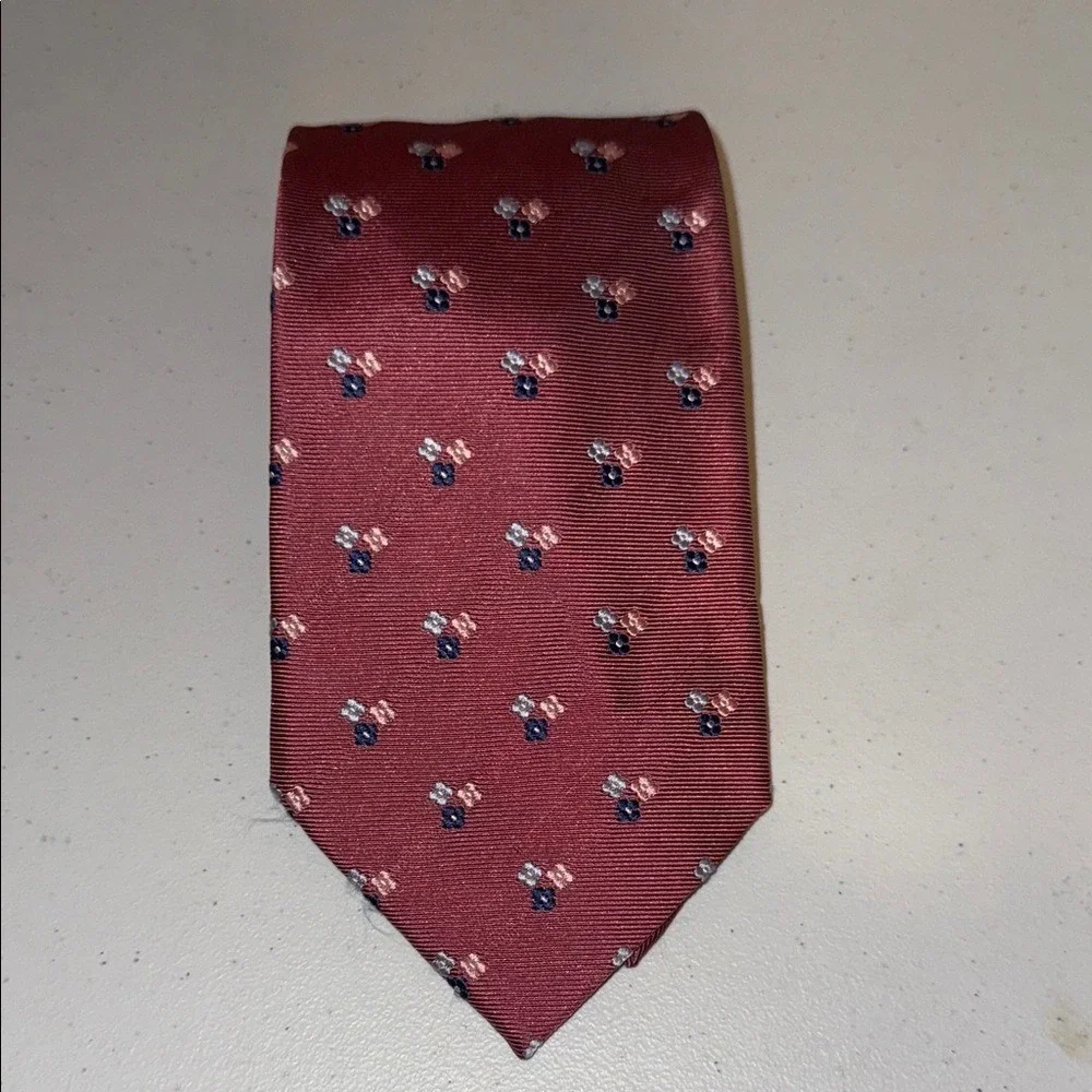 Faconnable Burgundy Floral Men's Tie 100% Silk Made in France